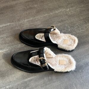 Dolce Vita Harlah Plush Mules - Black Leather